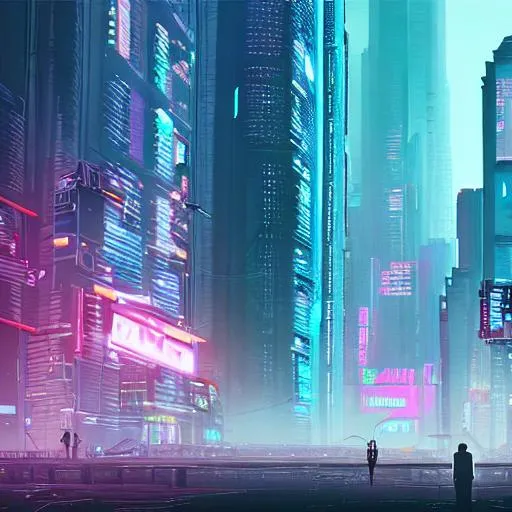 Prompt: A digital painting of cyberpunk city by beeple, mist, trending on artstation, V-Ray.