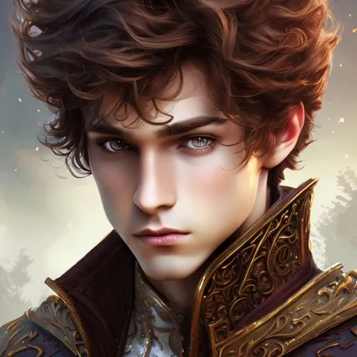 Prompt: Prince, young prince, castle, prince with brown hair, fantasy art, realistic digital art