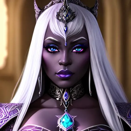 Prompt: Woman, pathfinder, drow, dark elf, Shadowcaster, stunning, gorgeous, fit, queen, fantasy, UHD, 8k, high quality, ultra quality, perfect composition, trending art, trending on artstation, sharp focus, studio photo, intricate details, cinematic lighting, special effects, hyper realism, hyper realistic, Very detailed, high detailed face, high detailed eyes, oil painting, full body