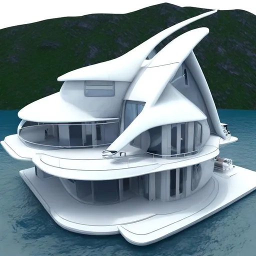 Prompt: sailing futuristic house inspired on imoka
