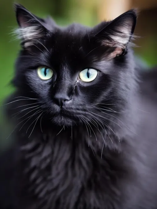 Prompt: Fluffy black cat 