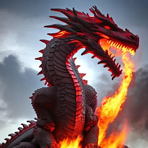 Prompt: Dragon around fier 