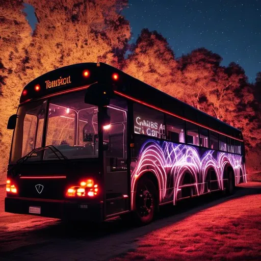 Prompt: A demonic glowing bus