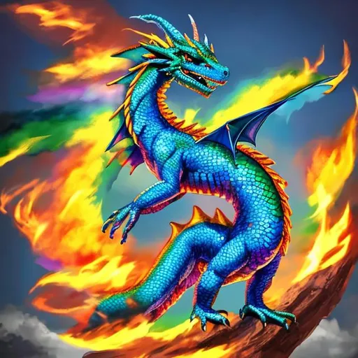 Prompt: Raimbow Dragon fire
🐉