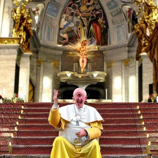 Prompt: The pope imitates a super sayian.