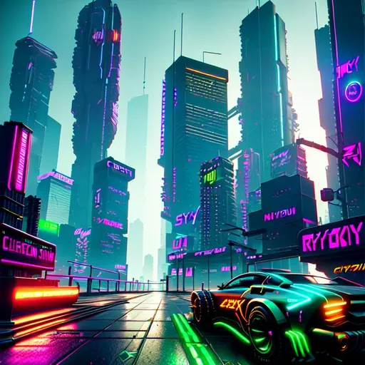 City skyline, daytime, cyberpunk 2077