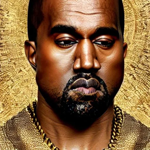 Prompt: kanye west as an orthodox saint icon made of gold