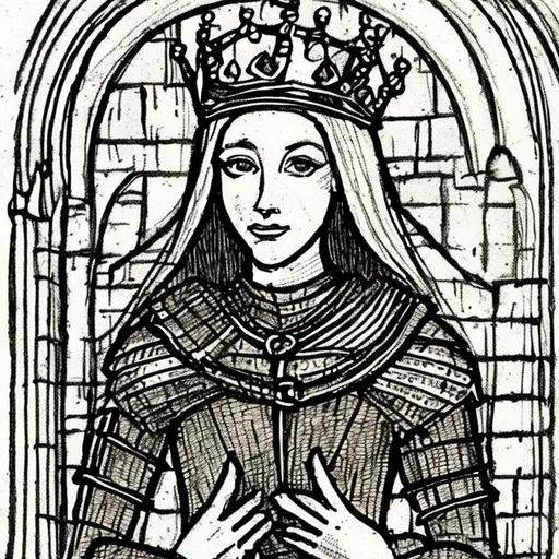 Prompt: Medieval style drawing of a queen