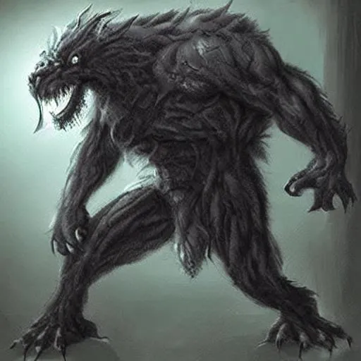 Prompt: a hyper realistic monster that lives in the dark