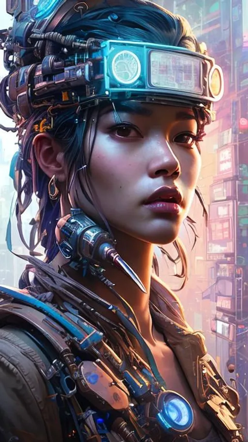 Prompt: A clockpunk mixed with hyperhop portrait of a good looking woman age 21 by kim jung gi and greg rutkowski, good looking composition,action shot,heroic art,stunning,vibrant,head and shoulders portrait, 8k resolution, Artgerm, WLOP, dynamic lighting hyperdetailed intricately detailed Splash art trending on Artstation triadic colors Unreal Engine 5 volumetric lighting