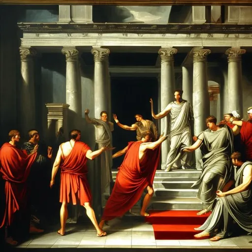 Prompt: Assassination of Julius Caesar painting