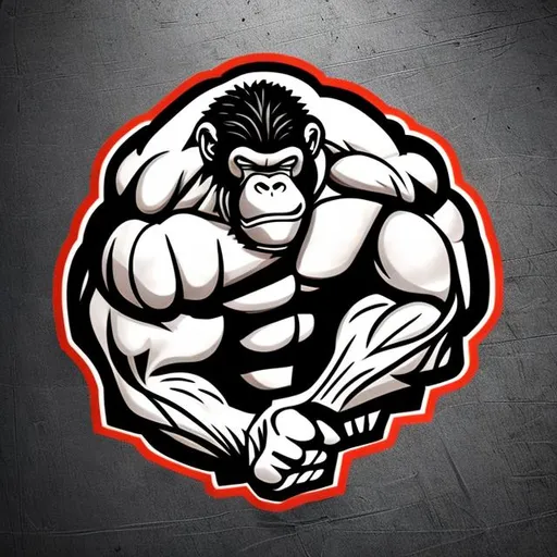 Prompt: muscular gym gorilla logo


