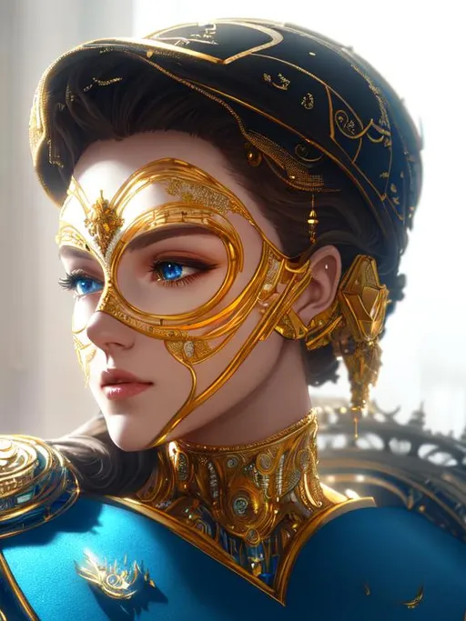 Prompt: Robotic, white, golden, royal, beautiful photograph of most beautiful fictional, extremely, detailed environment, intricate, detailed skin, natural colors , professionally color graded, photorealism, 8k, moody lighting.