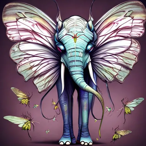 insect elephant with butterfly wing ears | OpenArt