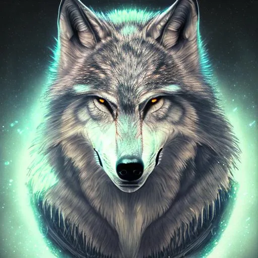 Prompt: Beautiful Spectral wolf, centered,  patronus, transparent, caustics, optics, portrait profile, ultra realistic, magic, fantasy, composition, light
