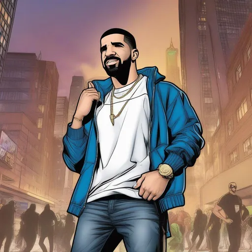 Prompt: the rap artist "drake" as a dc Comics superhero 