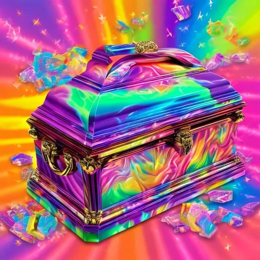 Prompt: Casket in the style of Lisa frank