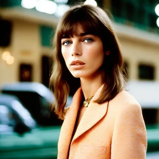 Prompt: Highest quality picture of a young Jane Birkin in a Wes Anderson Movie wearing Gucci