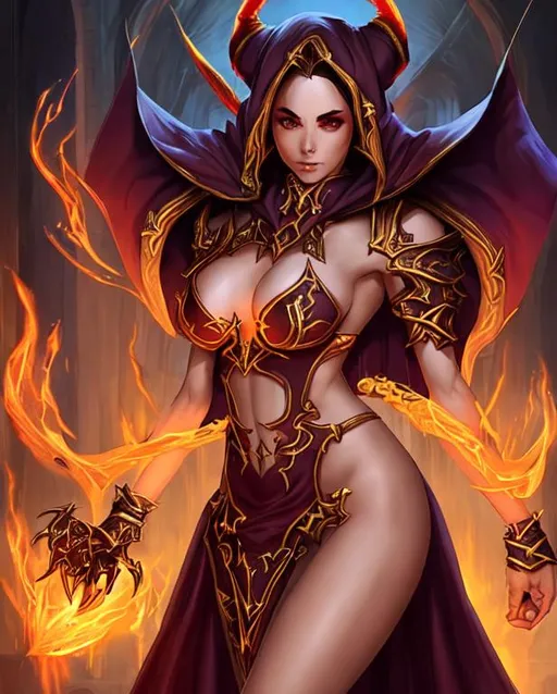 Prompt: Diablo Female Sorcerer beautiful body and face 
