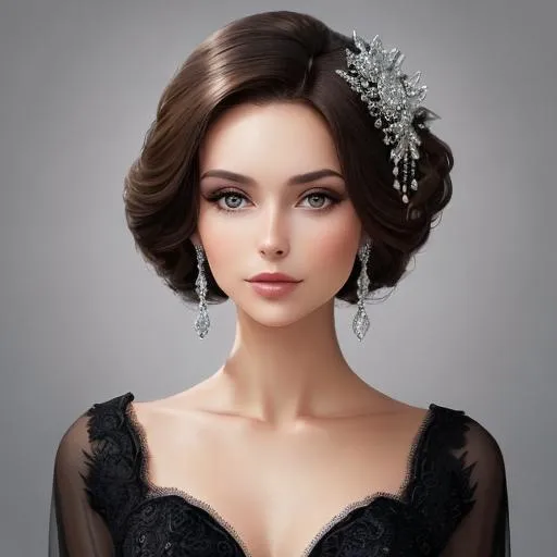 Prompt: Beautiful woman portrait , very elegant, brunette