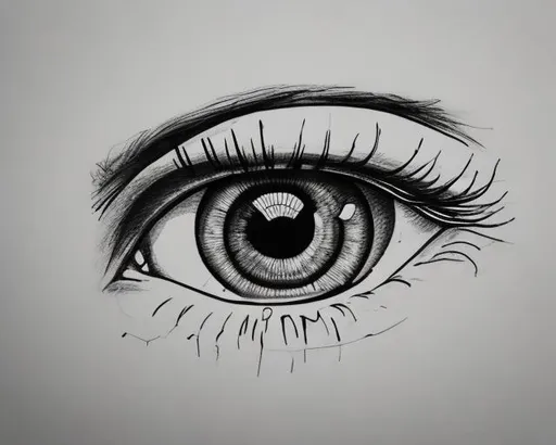 Prompt: minimal line drawing of a beautiful female eye, front on