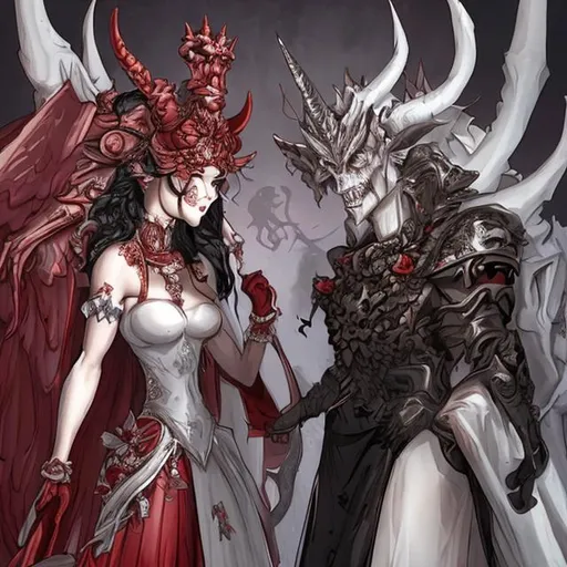 Prompt: demon queen and queen wedding