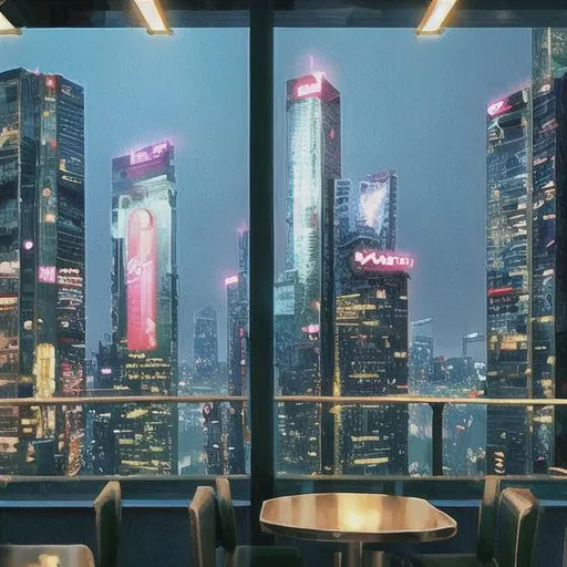 Prompt: Cyberpunk city restaurant