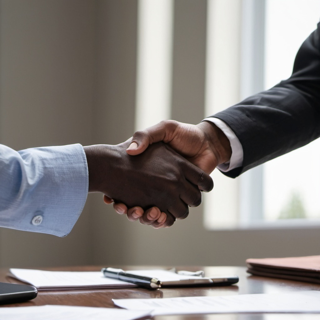 two people shaking hands to make a deal