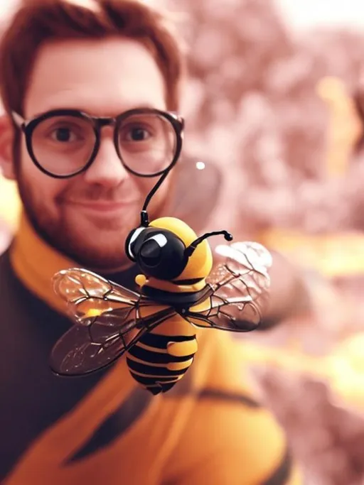 Prompt: Draw him as a bee in funny way