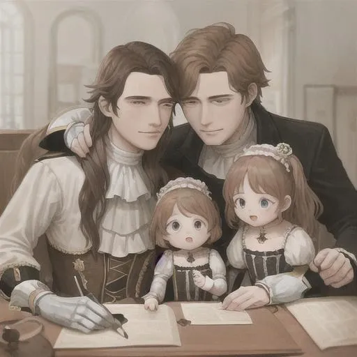 Prompt: create the 17e century as a family