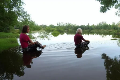 Prompt: Sitting in a pond