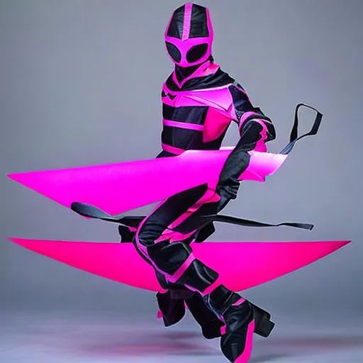 Prompt: Masashi Kishimoto, Mikio Ikemoto art style Pink energy and lighting ninja art style with mask static pink form ninja by Masashi Kishimoto, Mikio Ikemoto