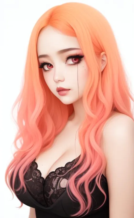 Prompt: ombre apricot-pink-peach hair, dirty hair, black mourning clothes, black lace cloth, mole under eye, mole on body, full body, busty, dark undertones, sad girl, minimalist black mascara, sad eyes, sobbing, distraught, panic, haggard face, ethereal girl, drk circles, dark horror background, ((full body)) {{good looking}} {{cute}} {{good body}} {{tight}}, symmetrically colored hair, {{shadows}},
