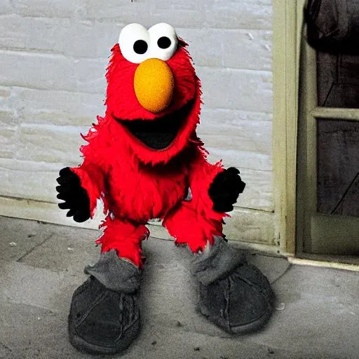 Prompt: elmo the crack addict 