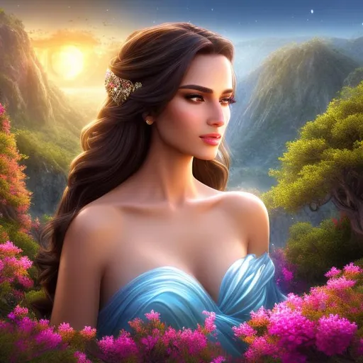 Prompt: HD 4k 3D 8k professional modeling photo hyper realistic mysterious beautiful women ethereal greek goddess of deceit and lies
brown straight hair dark eyes gorgeous face brown skin  shimmering dress with sash tiara with veil winged feet full body surrounded by magical glowing light hd landscape background island of crete jungle vegetation beetles and smoke