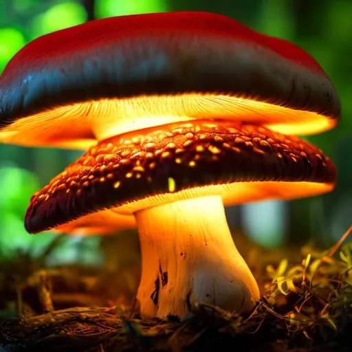 Prompt: High detailed, mutated mushroom glowing 