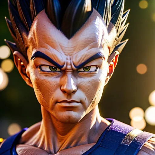 Hyperrealistic, high definition live action full body portrait of vegeta