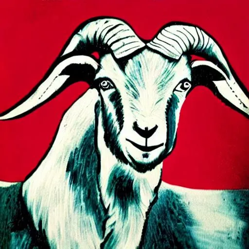 Prompt: goat, portrait, pop art