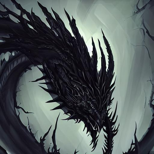 black, spikey dragon made of shadow, wisping dark te... | OpenArt