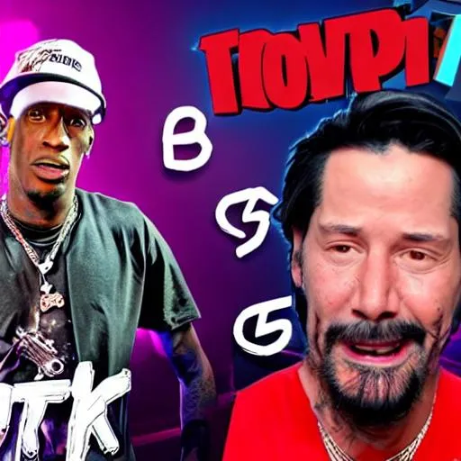 Prompt: travis scott and keanu reeves concert fortnite edp445 amogus burger ksi concert 4k