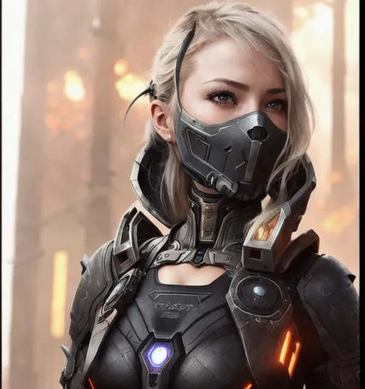 Prompt: Using the image provided create Poster art of a female wearing mech armour, use the image provided to make the face, high-quality high-detail highly-detailed breathtaking hero ((by Aleksi Briclot and Stanley Artgerm Lau)) - ((image provided )), wearing carbon fibre armour, full form, epic, 8k HD, fire and ice, sharp focus, ultra realistic clarity. Hyper realistic, Detailed face, portrait, realistic, close to perfection,
wearing gold armour , wearing carbon fibre Armour, full body, high quality cell shaded illustration, ((full body)), dynamic pose, perfect anatomy, centered, freedom, soul, Black long hair, approach to perfection, cell shading, 8k , cinematic dramatic atmosphere, watercolor painting, global illumination, detailed and intricate environment, artstation, concept art, fluid and sharp focus, volumetric lighting, cinematic lighting, 
