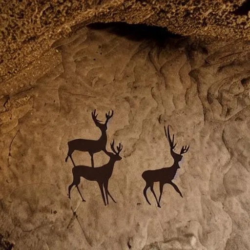 Prompt: primitive  deer cave drawing
