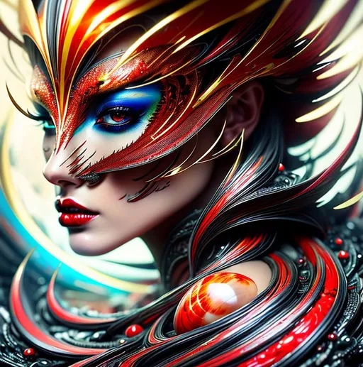 Prompt: Beautiful chaos goddess covered in arrows with detailed red an black features in erupting nonsense filled with illuminating twists, shrimp, by anna dittmann, digital painting, extreme detail, 4k, ultra hd, hyper detailed, colorful, wlop, digital painting, random items covered skin, anime character, background digital painting, digital illustration, extreme detail, digital art, ultra hd, vintage photography, beautiful, aesthetic, style, hd photography, hyperrealism, extreme long shot, telephoto lens, motion blur, wide angle lens, sweet,