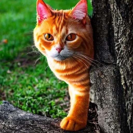 Prompt: An orange tabby with glowing red eyes.