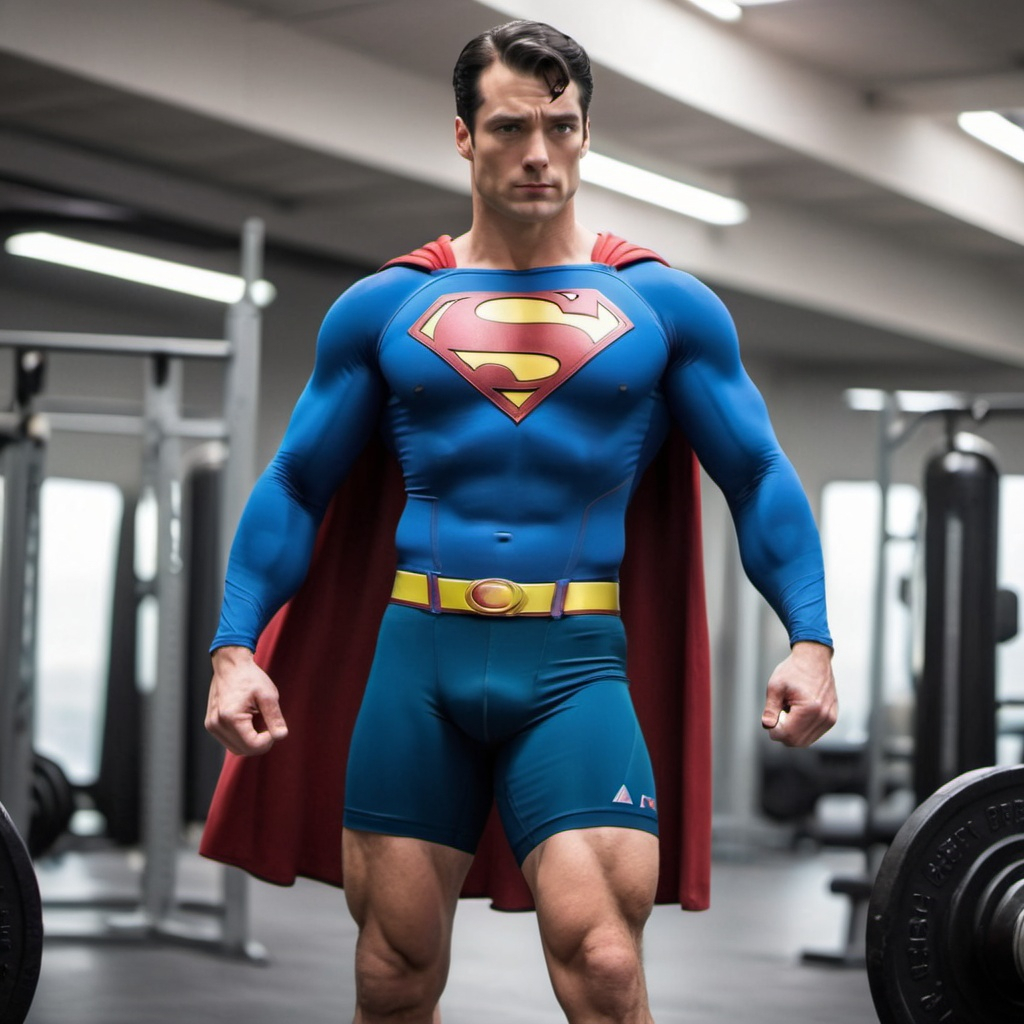 make this face as super man with big muscle