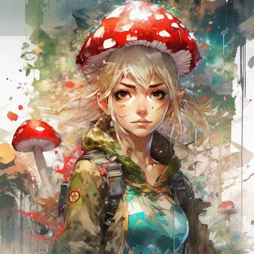 Prompt: "Anime toadstool superhero;anime portrait by carne Griffiths, Krenz Cushart, WLOP and Akihiko Yoshida;r/art; a masterpiece; splash art by Disney; anime key visual""