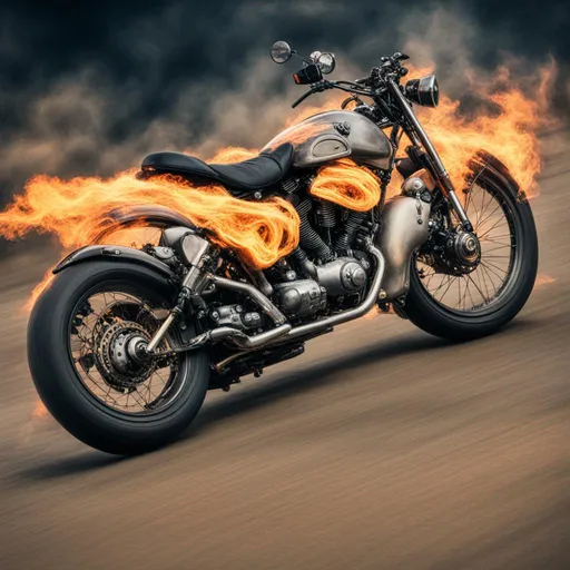 Prompt: Motorcycle on fire