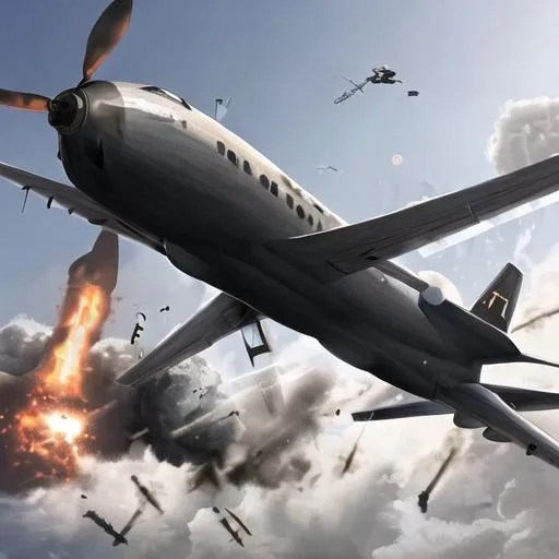 Prompt: A bomb as a plane dropping more bombs before it crashes to the ground