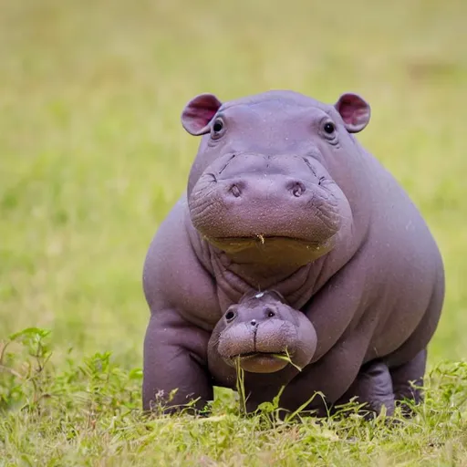Prompt: cute baby hippo in the savanna