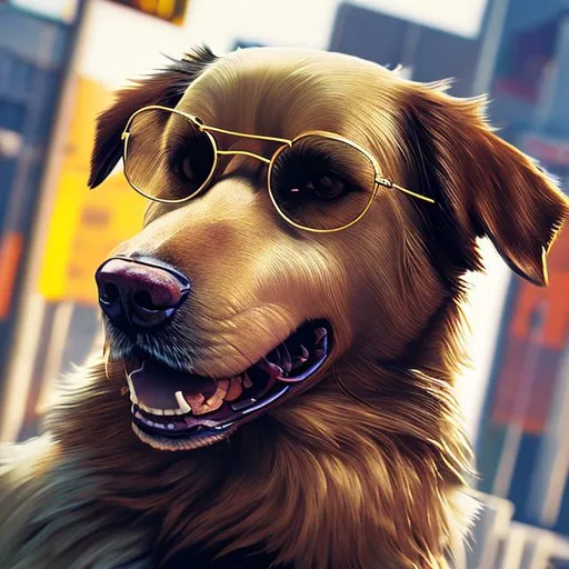 Prompt: cinematic, dog, 8k, UHD, HDR, realistic, 
Golden Retriever
gangster
glasses
gun
agresor
GTA V filtr



